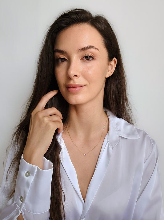 The Petite Pink Solitaire Necklace - SABI STORE