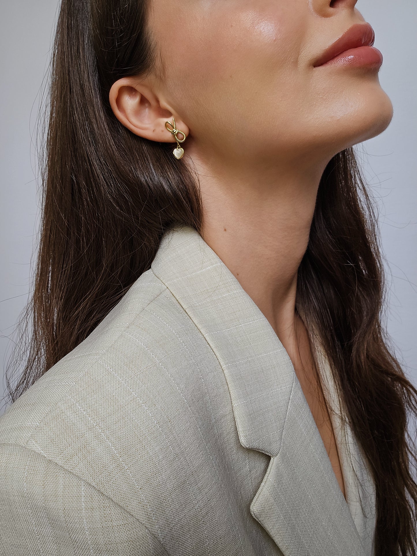 Heart Drop Bow Earrings