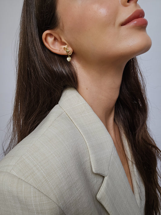 Heart Drop Bow Earrings - SABI STORE