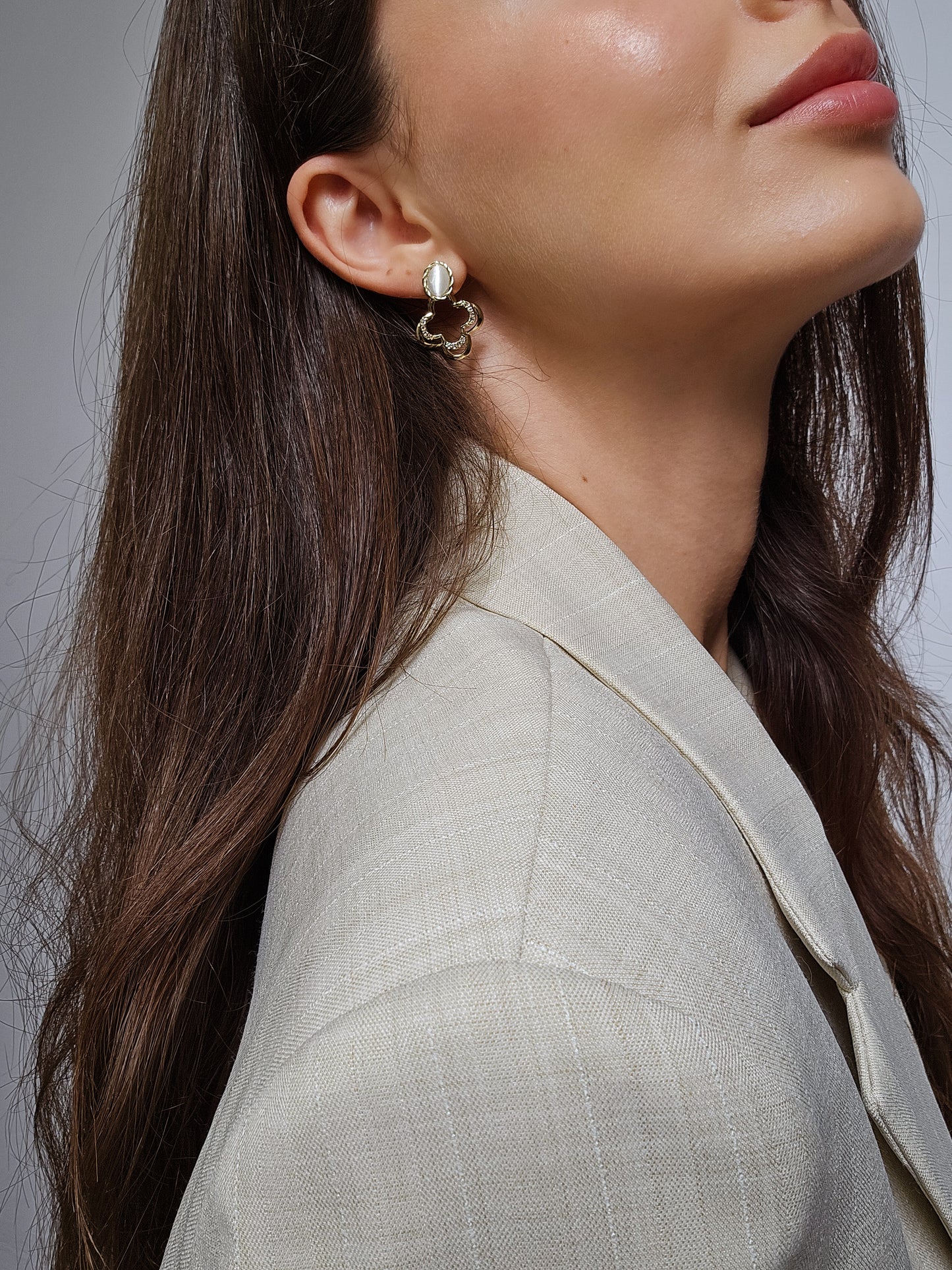 Clover Drop Earrings with Crystal Accents