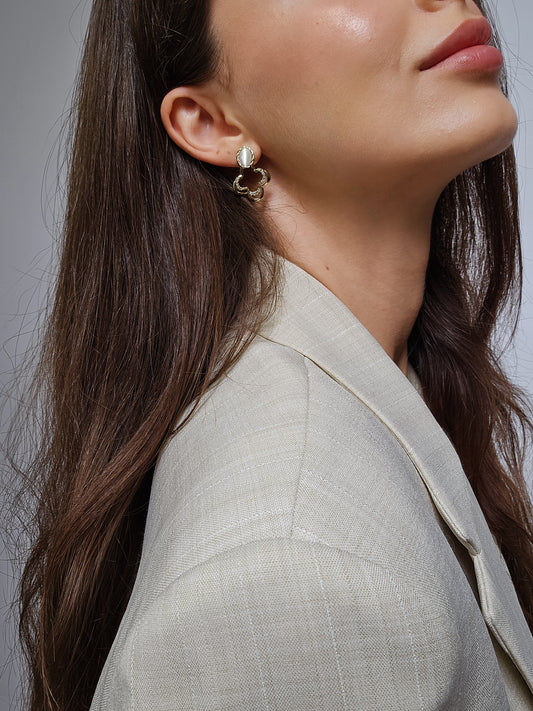 Clover Drop Earrings with Crystal Accents - SABI STORE