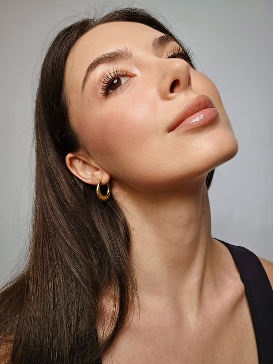 The Textured Crescent Hoops - SABI STORE