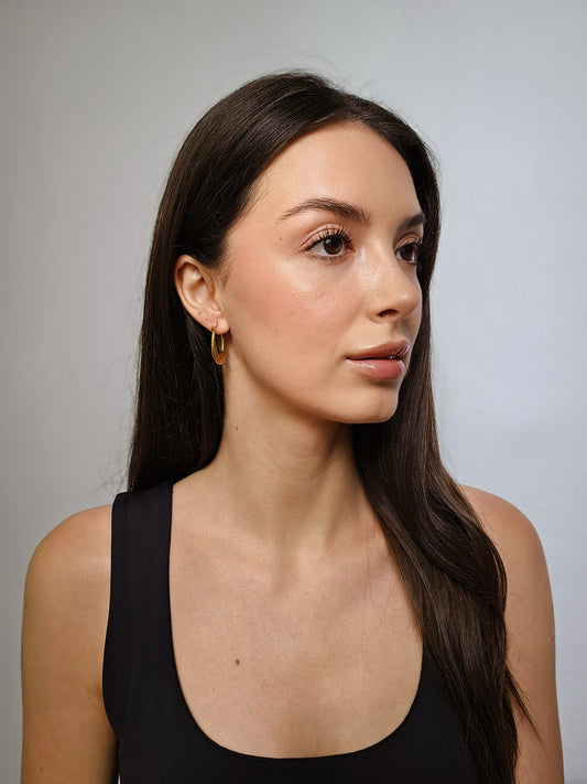 Textured Gold Crescent Hoop Earrings - SABI STORE