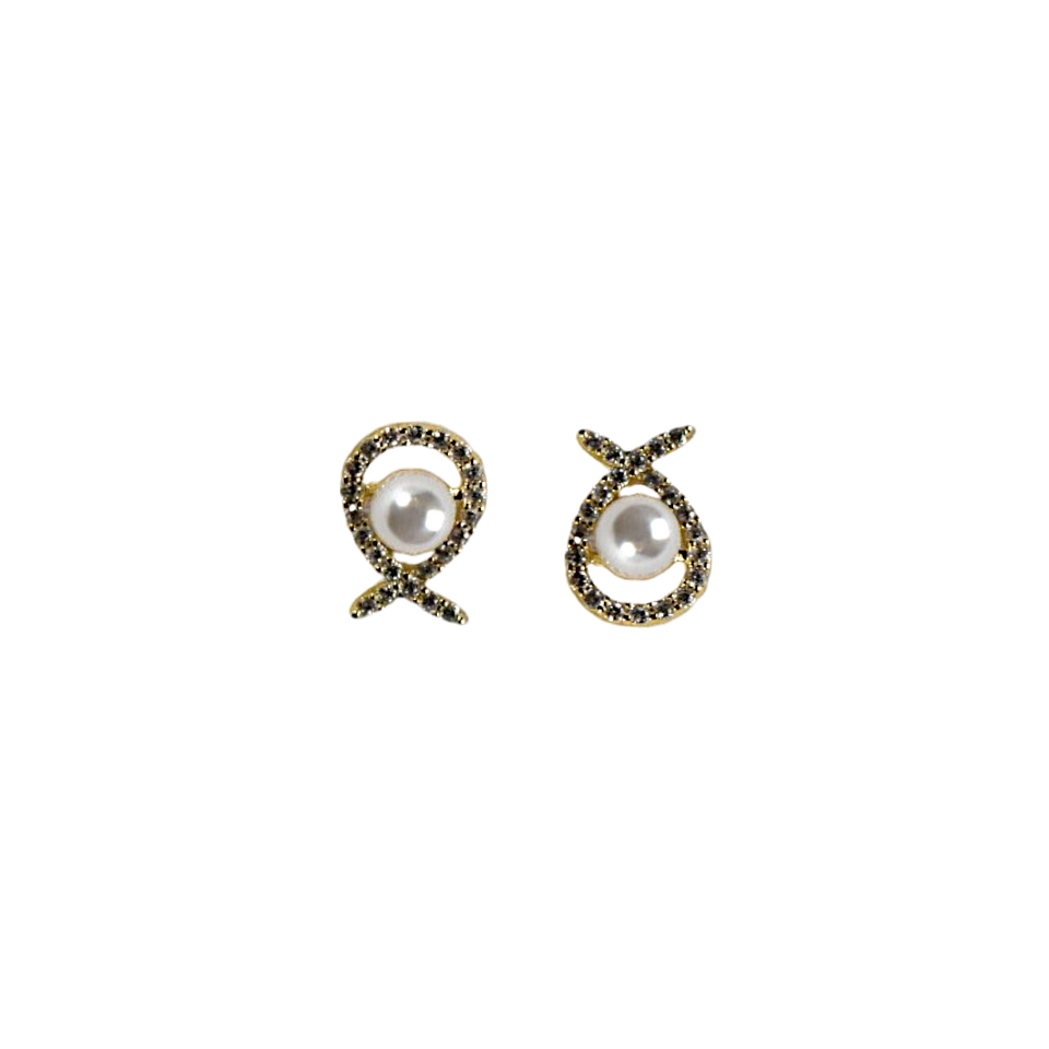 Pearl & Zircon Halo Earrings