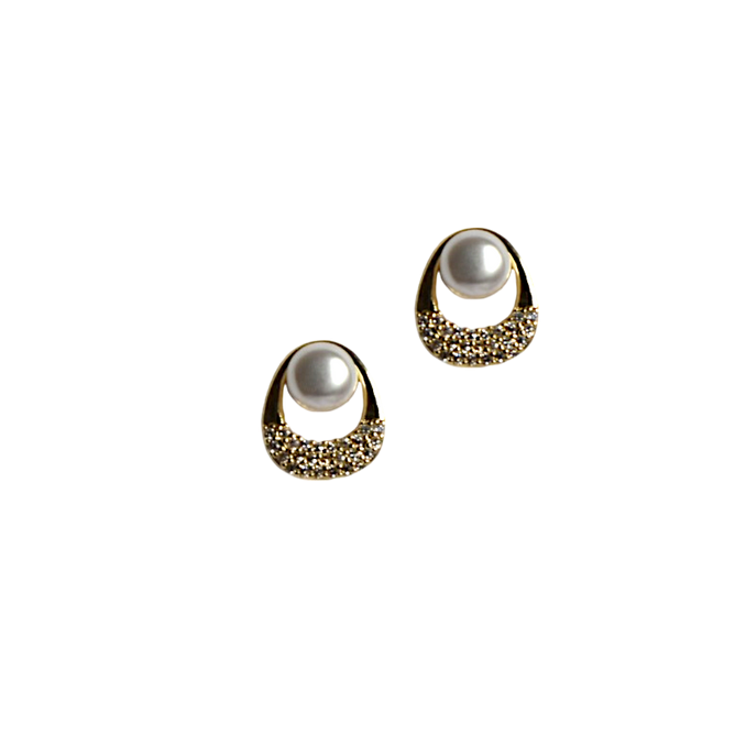 Pearl and Crystal Teardrop Studs