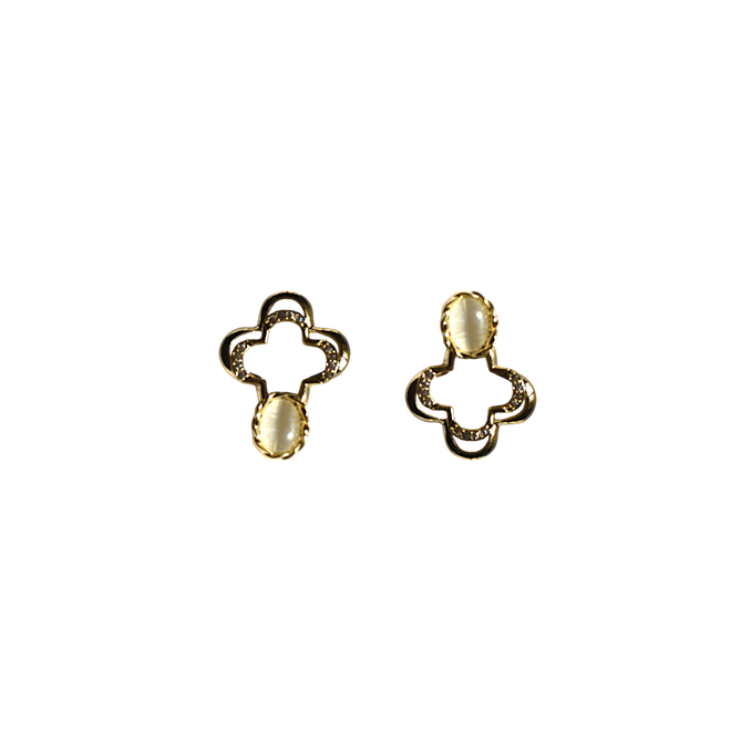 Clover Drop Earrings with Crystal Accents