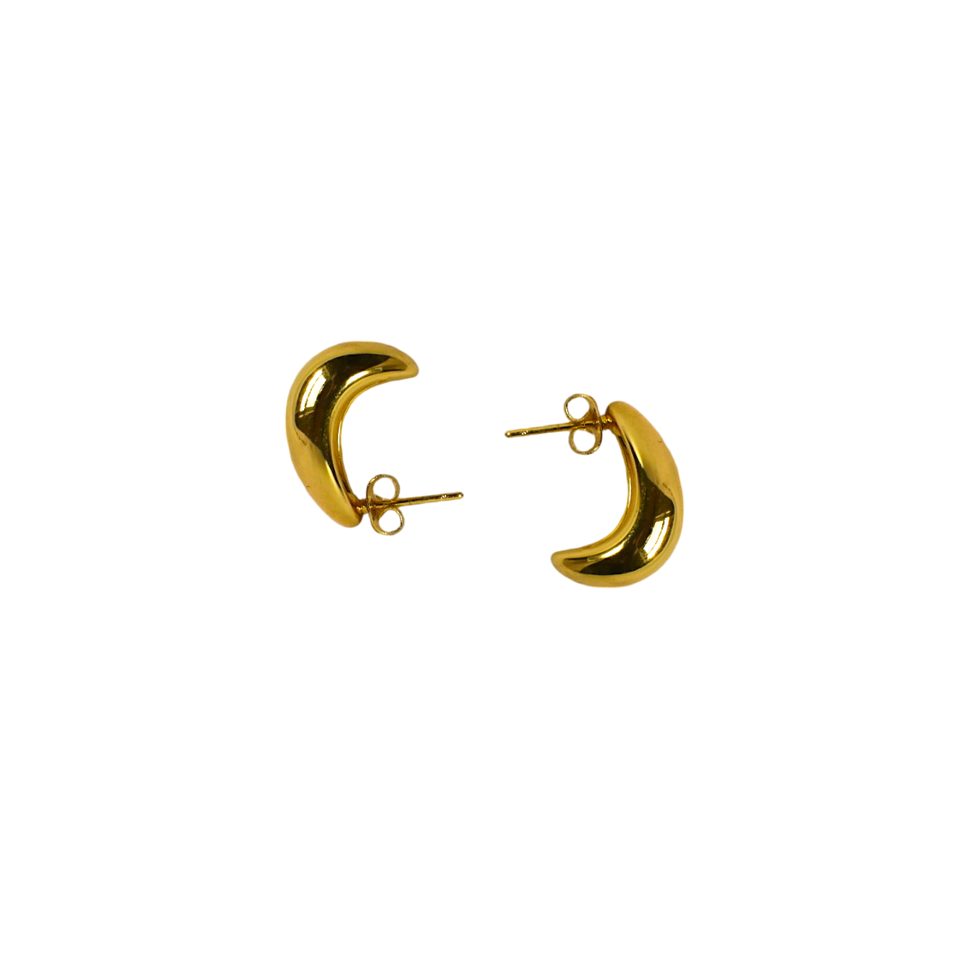 Crescent Gold Drop Earrings