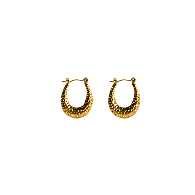 Textured Gold Crescent Hoop Earrings