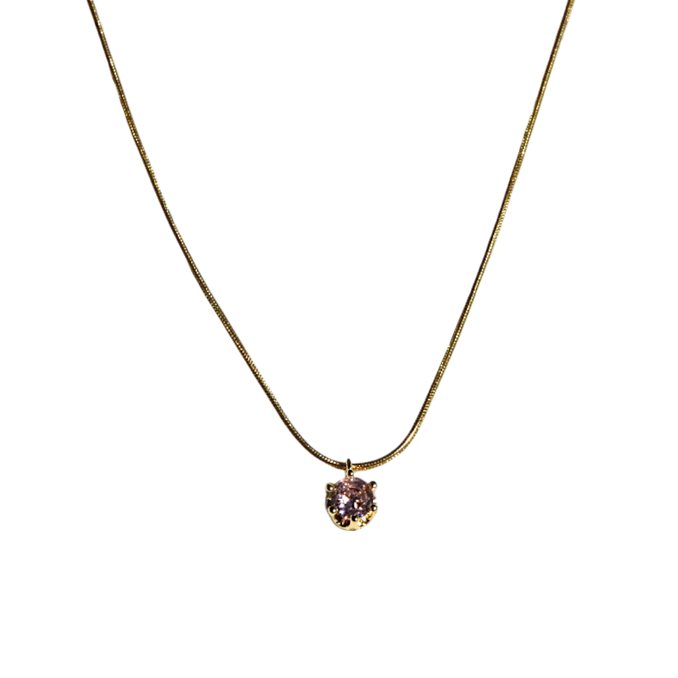 The Petite Pink Solitaire Necklace