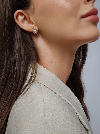 Pearl & Zircon Halo Earrings