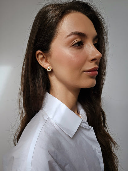 Pearl and Crystal Teardrop Studs