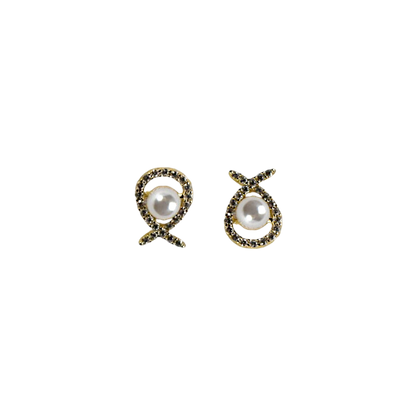 Pearl & Zircon Halo Earrings