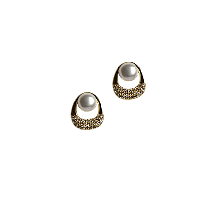 Pearl and Crystal Teardrop Studs