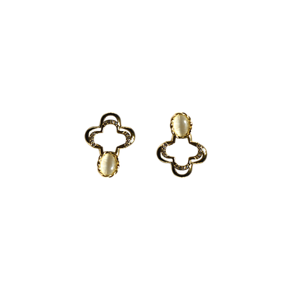 Clover Drop Earrings with Crystal Accents