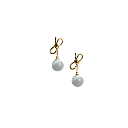Elegant Bow & Pearl Drop Earrings